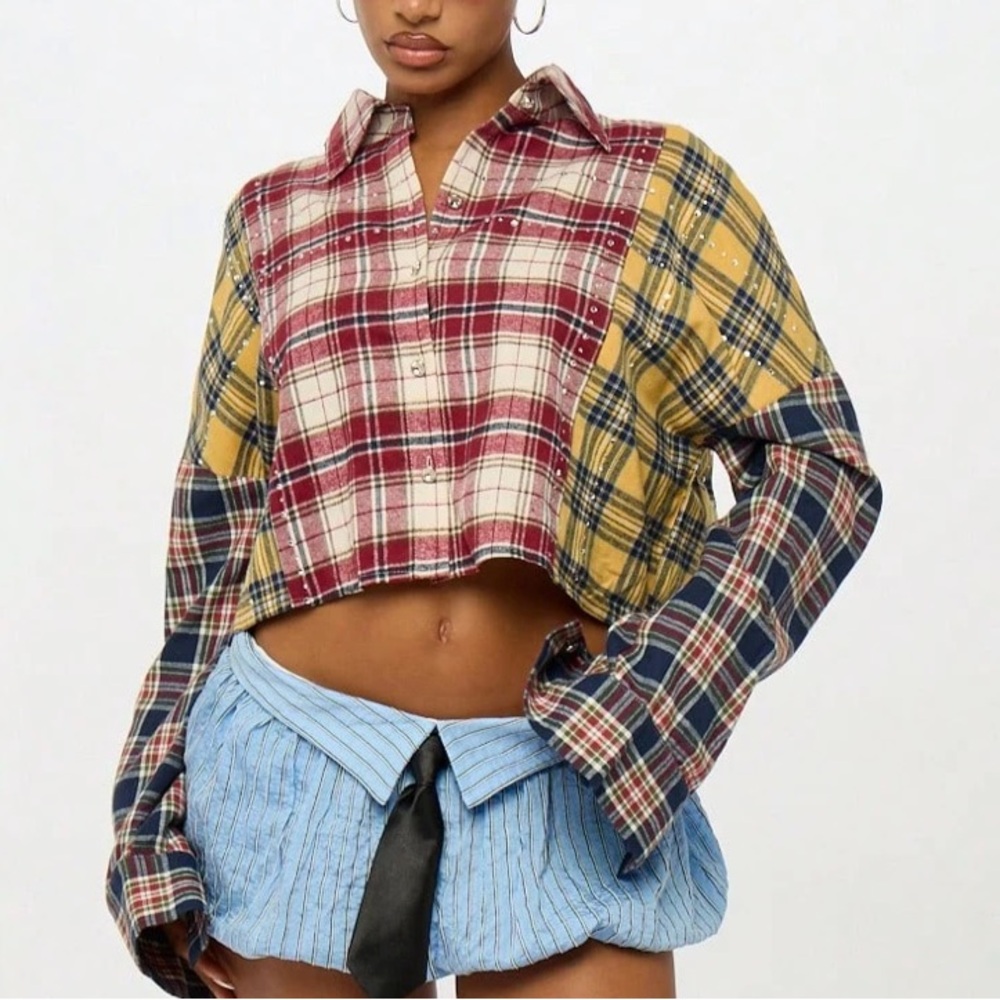 Missguided Oversized Cropped Button Down Shirt - Picture 4 of 6